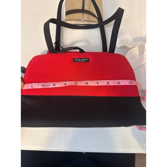 Vintage Kate Spade Bag First Edition Rare Red and Black Structured Tote Handbag - Picture 12 of 13